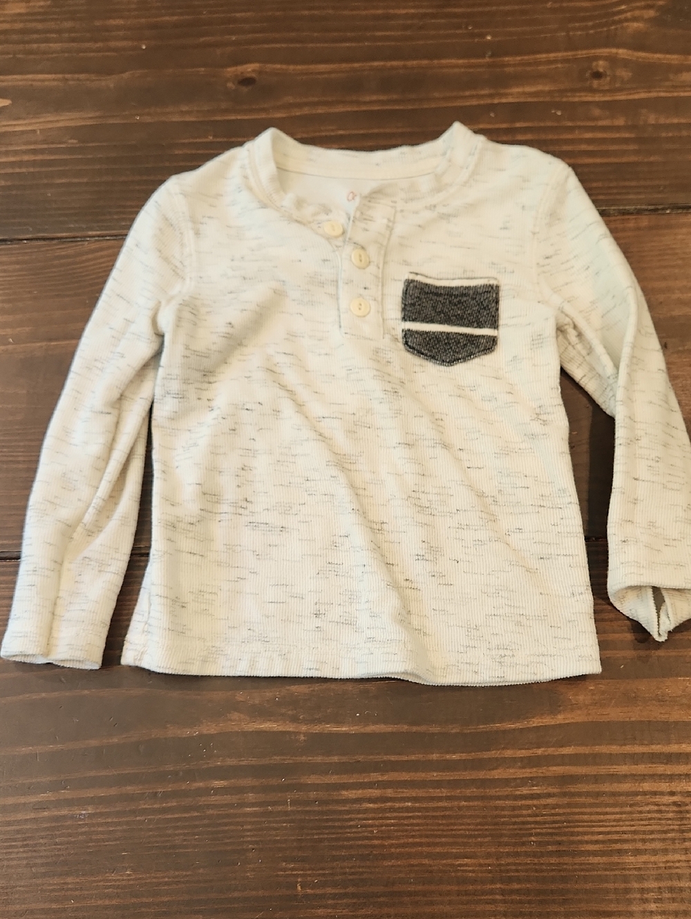 Cat & Jack Cream Long-Sleeve Henley with Dark Contrast Pocket